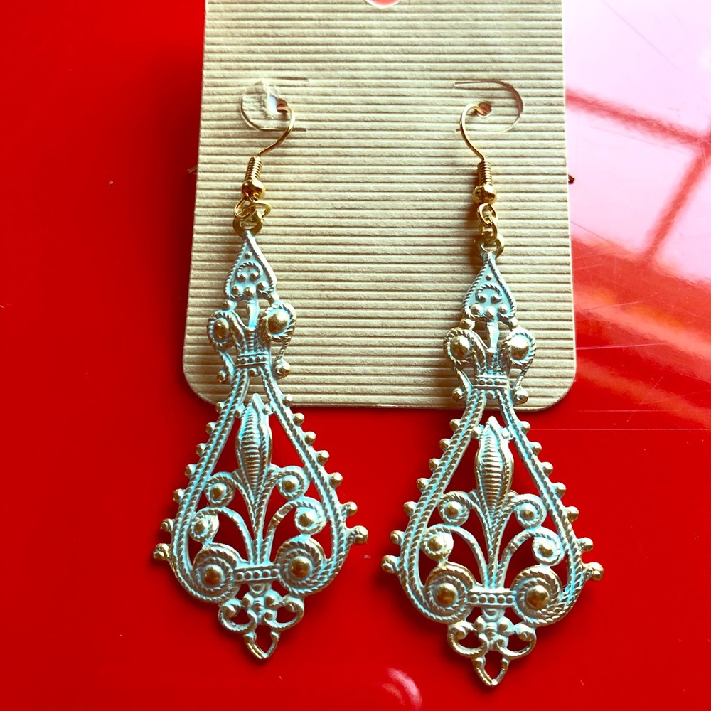 18k gold plated and solid brass filigree earrings